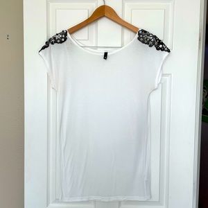 Tee with sequin appliqués